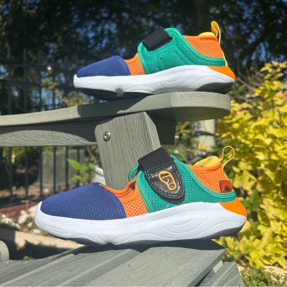 Kappa Chuchuna Kids Toddler Shoes US 13 UK 12.5 Orange Blue Green Strap Mesh